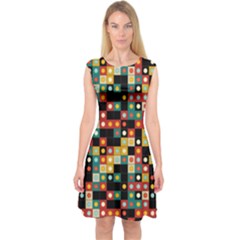 Colors On Black Capsleeve Midi Dress by linceazul