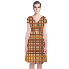Plaid Pattern Short Sleeve Front Wrap Dress by linceazul
