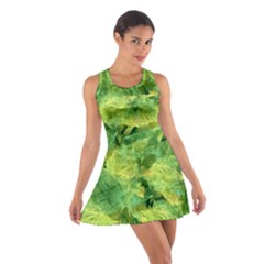 Green Springtime Leafs Cotton Racerback Dress by designworld65