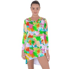 Colorful Summer Splash Asymmetric Cut-out Shift Dress by designworld65