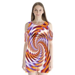 Woven Colorful Waves Shoulder Cutout Velvet  One Piece by designworld65