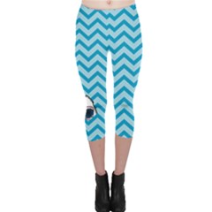 Chevron Shark Pattern Capri Leggings  by emilyzragz