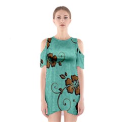 Chocolate Background Floral Pattern Shoulder Cutout One Piece by Nexatart