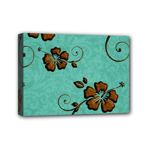Chocolate Background Floral Pattern Mini Canvas 7  X 5  by Nexatart