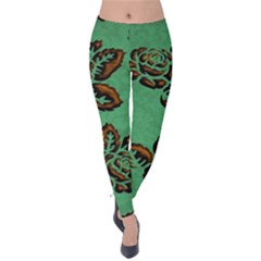 Chocolate Background Floral Pattern Velvet Leggings by Nexatart