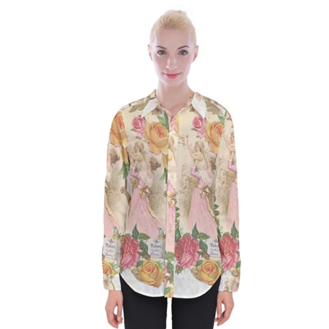 Vintage Floral Illustration Womens Long Sleeve Shirt by paulaoliveiradesign
