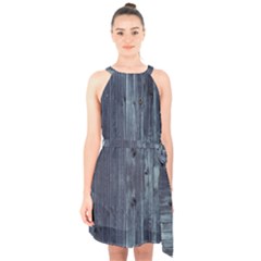 Grey Fence 2 Halter Collar Waist Tie Chiffon Dress by trendistuff