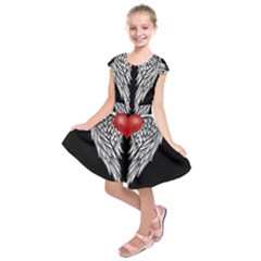 Angel Heart Tattoo Kids  Short Sleeve Dress by Valentinaart