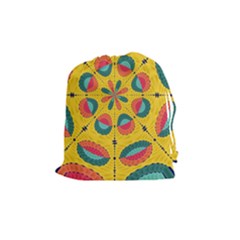 Textured Tropical Mandala Drawstring Pouches (medium)  by linceazul
