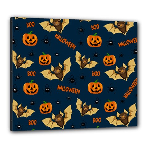 Bat, Pumpkin And Spider Pattern Canvas 24  X 20  by Valentinaart
