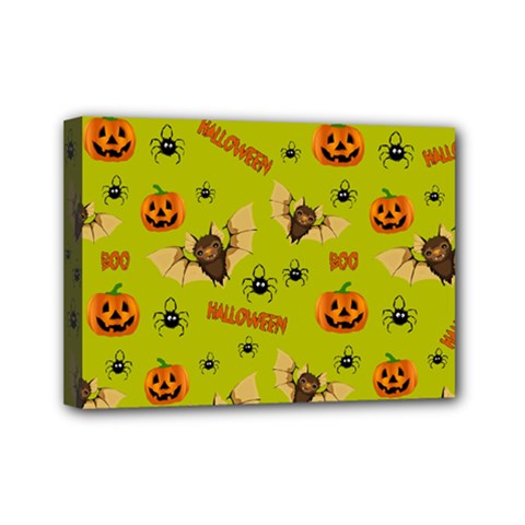 Bat, Pumpkin And Spider Pattern Mini Canvas 7  X 5  by Valentinaart