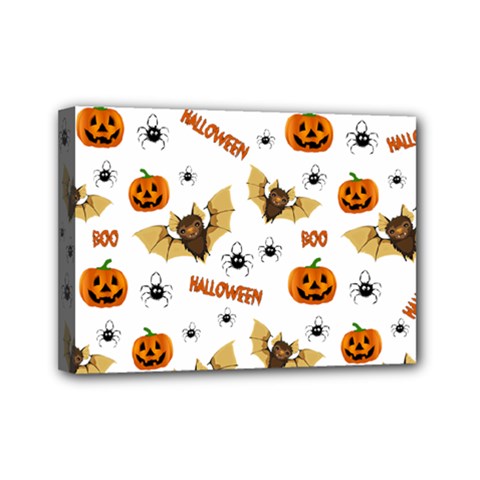 Bat, Pumpkin And Spider Pattern Mini Canvas 7  X 5  by Valentinaart