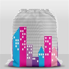 Building Polka City Rainbow Drawstring Bag (small) by Mariart
