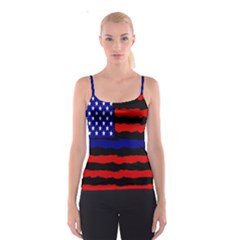 Flag American Line Star Red Blue White Black Beauty Spaghetti Strap Top by Mariart