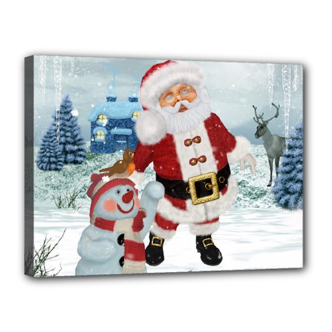 Funny Santa Claus With Snowman Canvas 16  X 12  by FantasyWorld7