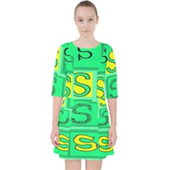 Letter Huruf S Sign Green Yellow Pocket Dress by Mariart