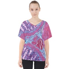 Natural Stone Red Blue Space Explore Medical Illustration Alternative V-neck Dolman Drape Top by Mariart