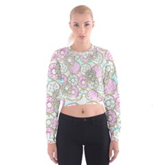 Donuts Pattern Cropped Sweatshirt by ValentinaDesign
