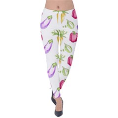 Vegetable Pattern Carrot Velvet Leggings by Mariart