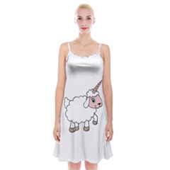 Unicorn Sheep Spaghetti Strap Velvet Dress by Valentinaart