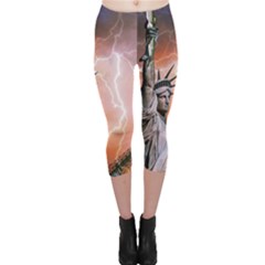Statue Of Liberty New York Capri Leggings  by Nexatart