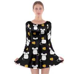 Cute Mouse Pattern Long Sleeve Skater Dress by Valentinaart