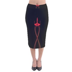 Ship Space Spaceship Velvet Midi Pencil Skirt by Nexatart