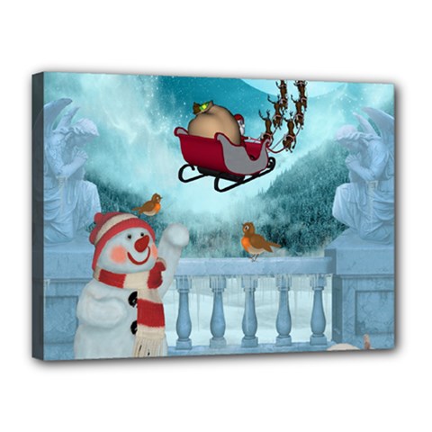 Christmas Design, Santa Claus With Reindeer In The Sky Canvas 16  X 12  by FantasyWorld7