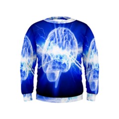 Lightning Brain Blue Kids  Sweatshirt by Mariart