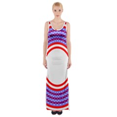 Stars Stripes Circle Red Blue Space Round Maxi Thigh Split Dress by Mariart