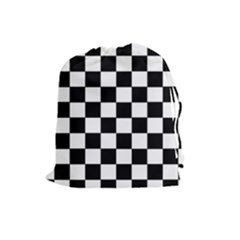 Grid Domino Bank And Black Drawstring Pouches (large)  by Nexatart