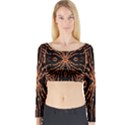 Golden Fire Pattern Polygon Space Long Sleeve Crop Top View1