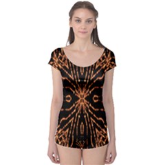 Golden Fire Pattern Polygon Space Boyleg Leotard  by Mariart