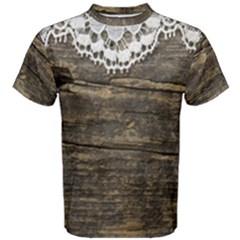 Shabbychicwoodwall Men s Cotton Tee by NouveauDesign