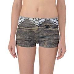 Shabbychicwoodwall Reversible Boyleg Bikini Bottoms by NouveauDesign