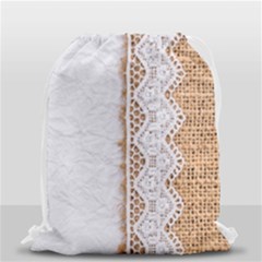 Parchement,lace And Burlap Drawstring Bag (small) by NouveauDesign