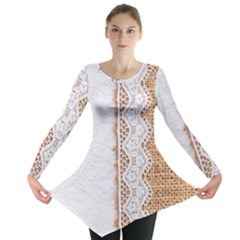 Parchement,lace And Burlap Long Sleeve Tunic  by NouveauDesign