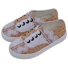 Parchement,lace And Burlap Kids  Classic Low Top Sneakers by NouveauDesign