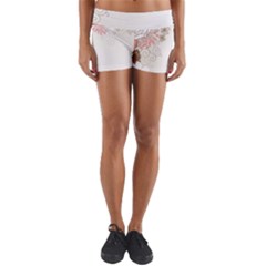 Flower Floral Rose Sunflower Star Sexy Pink Yoga Shorts by Mariart