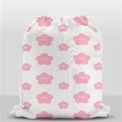 Star Pink Flower Polka Dots Drawstring Bag (small) by Mariart