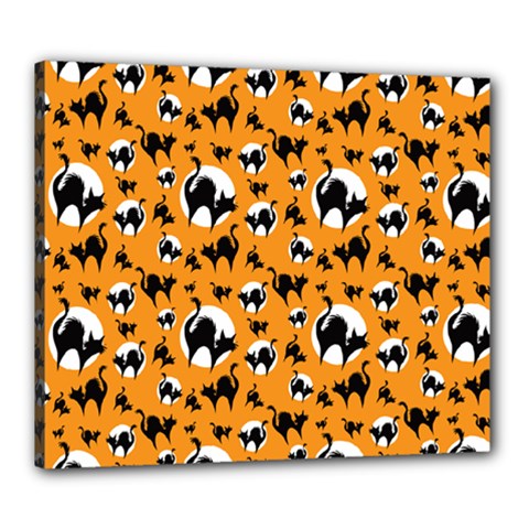 Pattern Halloween Black Cat Hissing Canvas 24  X 20  by iCreate