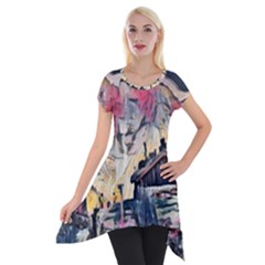 Modern Abstract Painting Short Sleeve Side Drop Tunic by NouveauDesign
