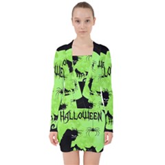 Halloween V-neck Bodycon Long Sleeve Dress by Valentinaart