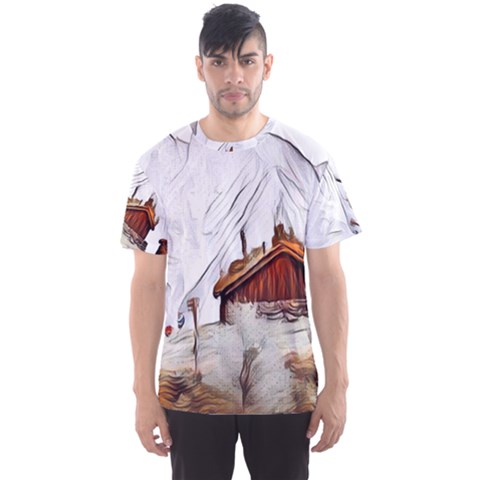 French Coffee Style Abstract Art Men s Sports Mesh Tee by NouveauDesign
