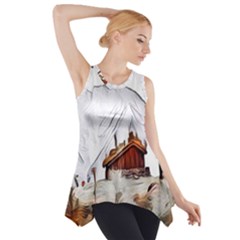 French Coffee Style Abstract Art Side Drop Tank Tunic by NouveauDesign