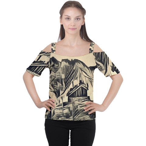Ink Art Cutout Shoulder Tee by NouveauDesign