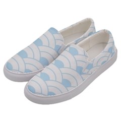 Blue,white,shell,pattern Men s Canvas Slip Ons by NouveauDesign
