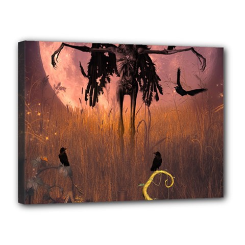 Halloween Design With Scarecrow, Crow And Pumpkin Canvas 16  X 12  by FantasyWorld7