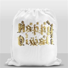 Happy Diwali Gold Golden Stars Star Festival Of Lights Deepavali Typography Drawstring Bag (small) by yoursparklingshop