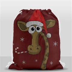 Christmas Giraffe  Drawstring Bag (small) by Valentinaart